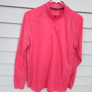 Under Armour Fitted Heatgear athletic zip red shirt sz M